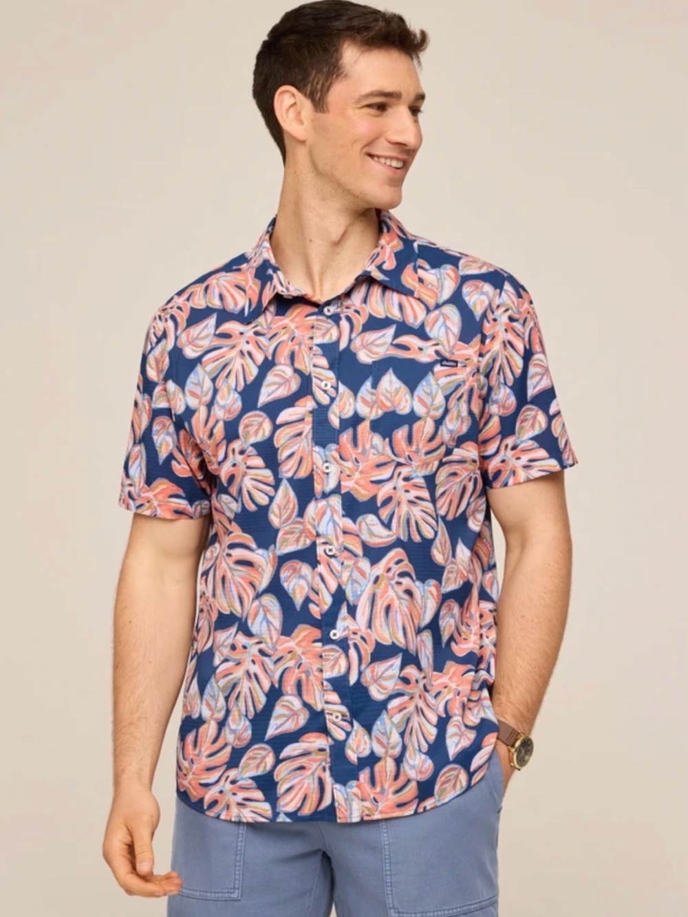 Chubbies Breezetech Friday Shirt Floral Blue Orange Men’s Size XXL